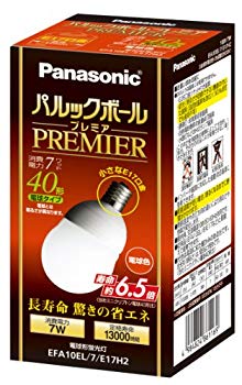 [Used] Panasonic Park Ball Premier A10 Type Light bulb colored bulb 40 Type Board Diameter 17mm 485 LM EFA10EL77H2