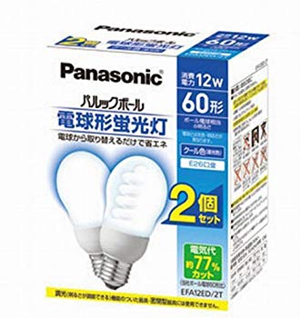 [Used] Panasonic Light bulb type fluorescent lamp A15 type / cool color (daylight color) [2 pieces] Panasonic Parkball EFA12ED2T