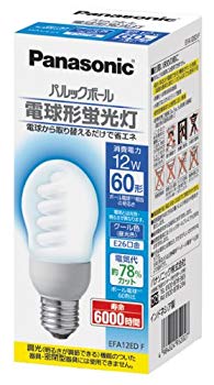 [Used] Panasonic bulb -type fluorescent lamp Parkball bulb 60W type equivalent to base diameter 26mm Cool color EFA12EDF