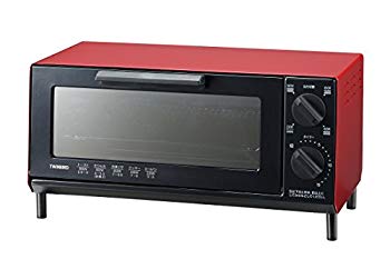 [Used] Mirror glass oven toaster TS-4035R Red TS-4035R with delicious Twinbird toast