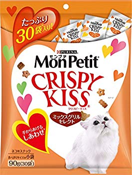 【中古】モンプチ クリスピーキッス ミックスグリルセレクト 猫用 90g(3g×30袋入)