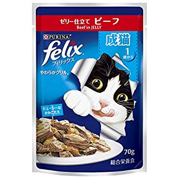 【中古】フィリックス やわらかグリル ゼリー仕立て キャットフード ビーフ 成猫用 70g×12袋入 (まとめ買い)