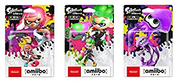 [Used] (Unused / Unopened) Splatoon Series AMIBO3 species set (Girl [Neon Pink], Boy [Neonung -Ren], Squid [Neon Purple])