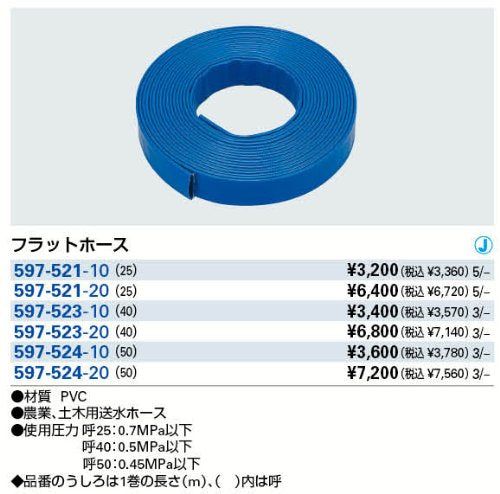 [New] Kakudai Flat Hose 25 597-521-20