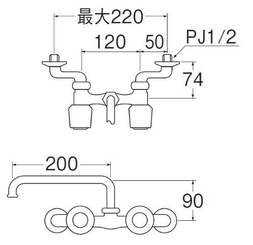 [New] Sanei faucet [Mixing tap for kitchen] Two-valve mixer tap up / handle front type K231-LH