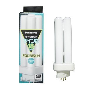 [Used] Panasonic case sales 10 pieces compact fluorescent lamp 18W Natural color (3 wavelength-shaped lunch white) twin fluorescent lamp twin 2 (4 bundle-shaped bridge) FDL18EX-N_s