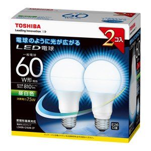 [New] Toshiba LED bulb general bulb type 7.5W (equivalent to lunch white) [Set of 2] TOSHIBA E-Core LDA8N-G/60W-2P