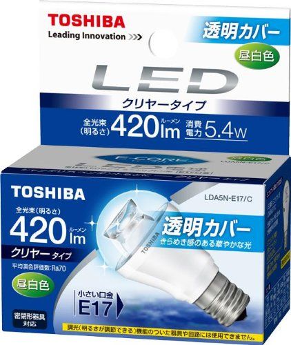 [New] Toshiba e-Core (e-core) LED bulb mini crypton type 5.4W (Clear type, adaptive equipment compatible, fintress structure, E17 base, small bulb equivalent to 25W, 420 roux