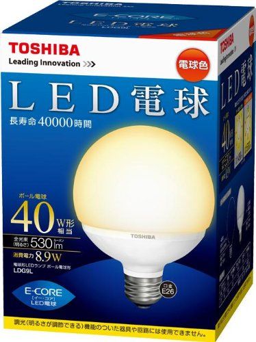 [New] Toshiba e-Core LED bulb ball bulb type 8.9W (E26 base / ball bulb 40W equivalent / 530 lumen / light bulb color) LDG9L