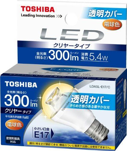 [New] Toshiba e-Core (e-core) LED light bulb mini crypton type 5.4W (Clear type, adaptive equipment compatible, fintress structure, E17 base, small bulb equivalent to 25W, 300 roux