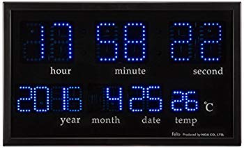 [Used] Felio (Ferio) Digital Wall Wall Clock Agira Blue LED LED L display Black FEW120BK