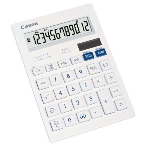 [New] Canon 12-digit large desktop calculator HS-1201T antibacterial specification flat design