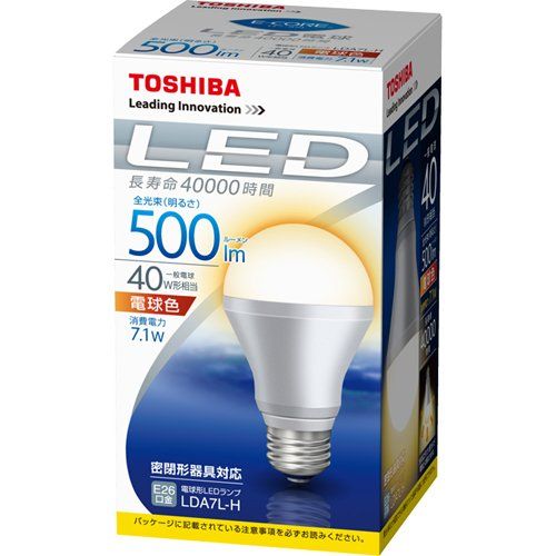 [New] Toshiba e-Core LED bulb general bulb type 7.1W (E26 base, 500 lumen, bulb color) LDA7L-H