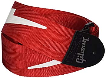 [Used] (Unused / Unopened) Gibson ASGSBL-20 Strap for guitar and bass Lightning Bolt Style 2 "Safety Strap Ferrari Red (Gibson)
