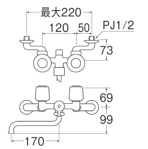 [New] Saei faucet [Miango Mixing tap (cold district specification)] Two-valve shower mixer tap (cold district specification) SK11K-LH