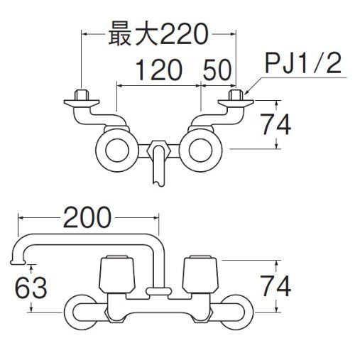 【新品】 三栄水栓 【キッチン用混合栓(寒冷地仕様)】 ツーバルブ混合栓 上向きタイプ(寒冷地仕様) K211K-LH