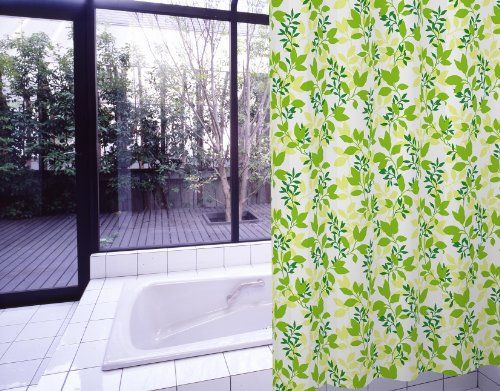 [New] MEIWA Stylish Bus Curtain Leaf Pattern 130cm Width x 178cm Light Green S-308