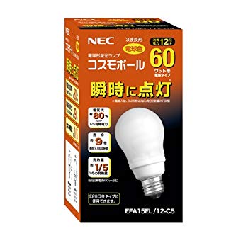 [Used] NEC Light bulb-type fluorescent lamp A-shaped cosmo ball bulb color 60W equivalent type base E26 EFA15EL/12-c5