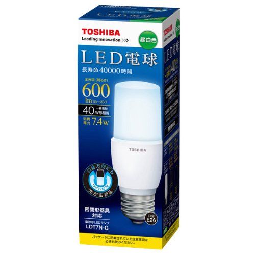 [New] Toshiba e-Core LED bulb T type 7.4W (E26 base, incandescent bulb 40W equivalent, 600 lumens, lunch white) LDT7N-G