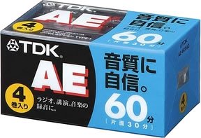 [Used] (Unused / Unopened) TDK audio cassette tape AE 60 minutes 4 volumes pack [AE-60X4G]