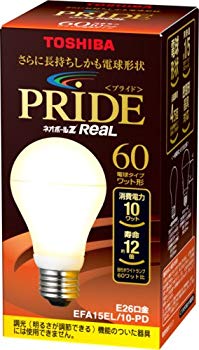 [Used] TOSHIBA Neo Ball Z Real PRIDE A Type 60W Type Light bulb color EFA15EL/10-PD Bill diameter 26mm