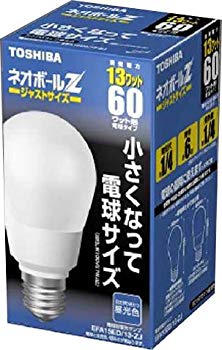 【中古】(未使用･未開封品)　東芝 ネオボールZ (電球サイズ) 電球形蛍光ランプ 電球60ワットタイプ 昼光色 2個パック EFA15ED/13-ZJ-2P
