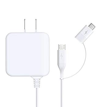 [Used] (Unused/Unopened) White Nut Smartphone Charger USB Type-C connector/USB Micro Type-B connector 2in1 Square 2A fast charging cable 1.5m MicroUSB AC adapter