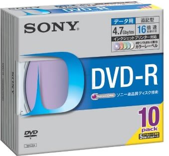 【中古】(未使用･未開封品)　Sony DVD-R 4.7GB データ用 16倍速対応 カラーMixプリンタブル 10枚パック 10DMR47HPXH