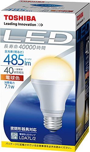 [New] Toshiba E-CORE (E-Core) LED bulb general bulb type 7.1W (compatible with sealing equipment, E26 base, general incandescent bulb 40W, 485 lumen, light bulb color) LDA7L/2