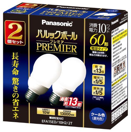 [New] Panasonic Park Ball Premier A15 Type Light bulb 60 type Cool color (2 pieces) EFA15ED10H22T