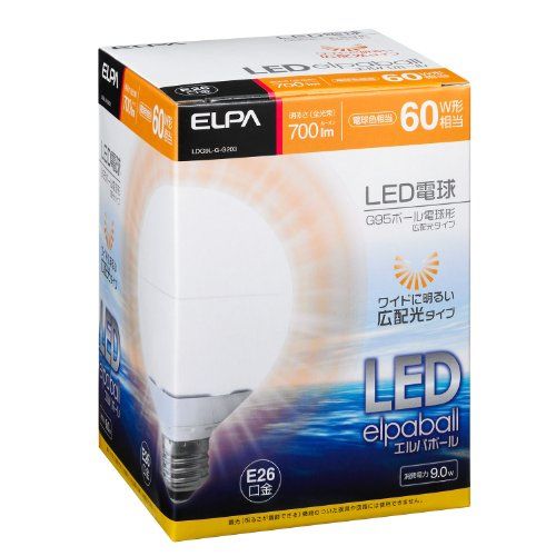 【新品】 ELPA LED電球 ミニボール球形 60W形 E26 G95 電球色 LDG9L-G-G203