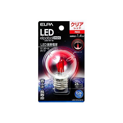 [New] ELPA LED decorative bulb mini ball spherical type E26 G50 clear red LDG1CR-G272