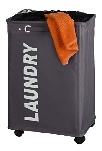 [New] Wenko with casters laundry basket Quadrow gray