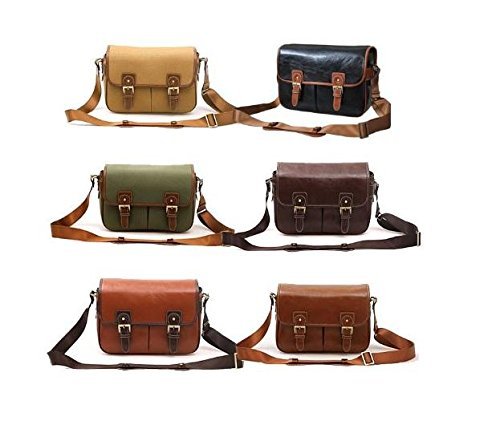 [New] No -brand English -style SLR camera bag/shoulder bag case (waterproofing) retro genuine leather tenade (red brown)