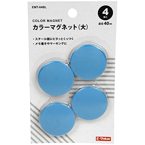 [New] E-VALUE Color magnet large diameter 40mm 4 pieces blue EMT-04BL